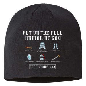 Put On The Full Armor Of God Funny Saying Christian Sustainable Beanie