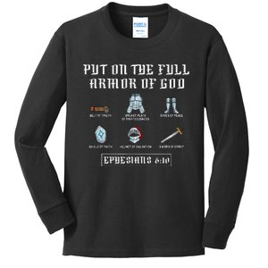 Put On The Full Armor Of God Funny Saying Christian Kids Long Sleeve Shirt