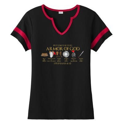 Put On The Full Armor Of God Shield Ephesians 611 Christian Ladies Halftime Notch Neck Tee