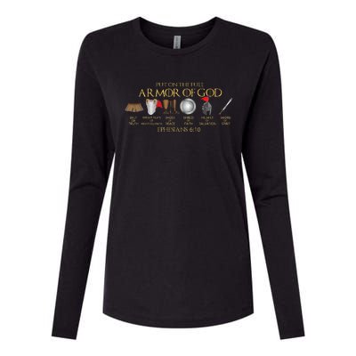 Put On The Full Armor Of God Shield Ephesians 611 Christian Womens Cotton Relaxed Long Sleeve T-Shirt