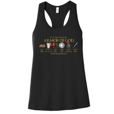 Put On The Full Armor Of God Shield Ephesians 611 Christian Women's Racerback Tank