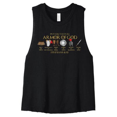 Put On The Full Armor Of God Shield Ephesians 611 Christian Women's Racerback Cropped Tank