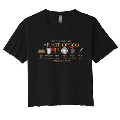 Put On The Full Armor Of God Shield Ephesians 611 Christian Women's Crop Top Tee