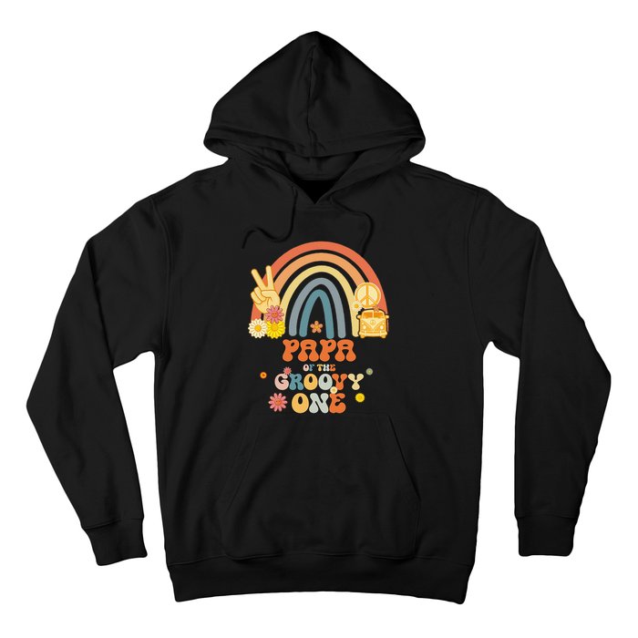 Papa of the Groovy One Rainbow Boho Birthday Party Hoodie