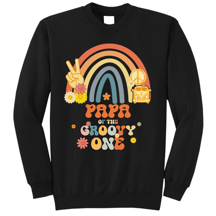 Papa of the Groovy One Rainbow Boho Birthday Party Sweatshirt