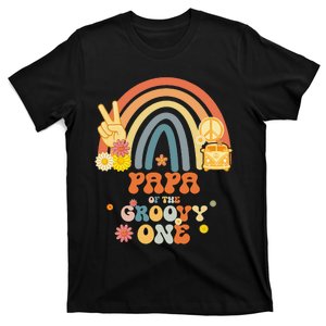 Papa of the Groovy One Rainbow Boho Birthday Party T-Shirt