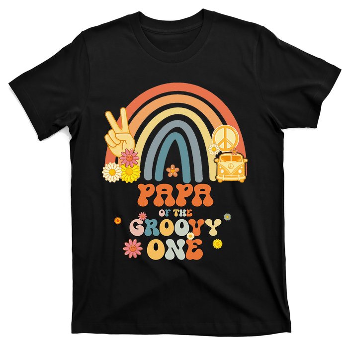 Papa of the Groovy One Rainbow Boho Birthday Party T-Shirt