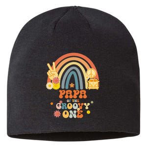 Papa of the Groovy One Rainbow Boho Birthday Party Sustainable Beanie