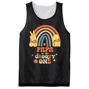 Papa of the Groovy One Rainbow Boho Birthday Party Mesh Reversible Basketball Jersey Tank