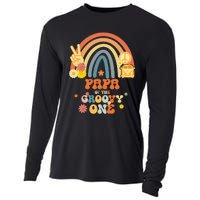 Papa of the Groovy One Rainbow Boho Birthday Party Cooling Performance Long Sleeve Crew