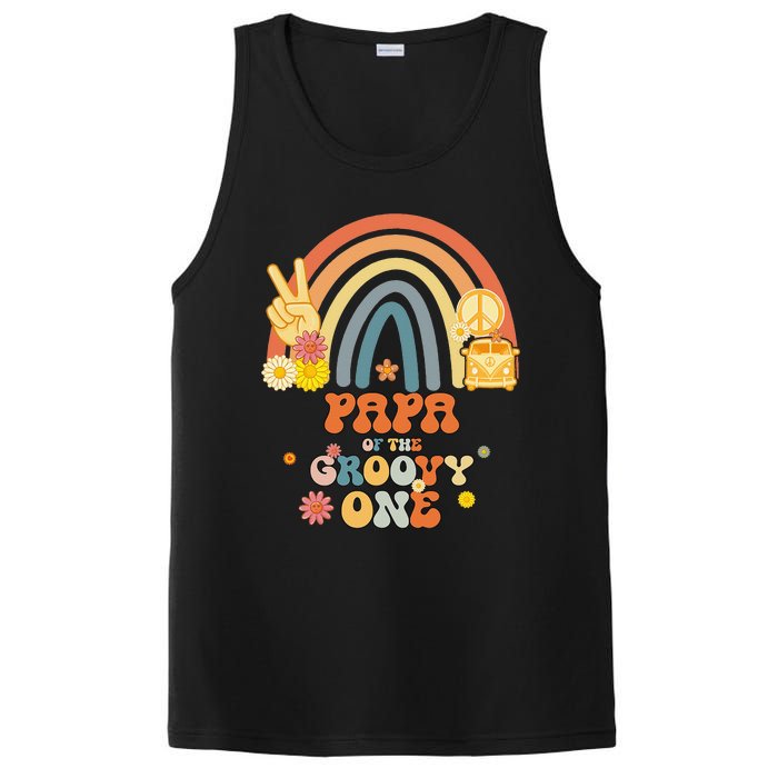 Papa of the Groovy One Rainbow Boho Birthday Party PosiCharge Competitor Tank