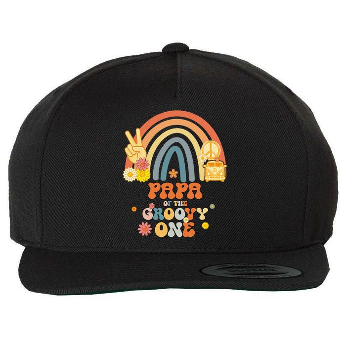 Papa of the Groovy One Rainbow Boho Birthday Party Wool Snapback Cap