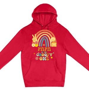 Papa of the Groovy One Rainbow Boho Birthday Party Premium Pullover Hoodie