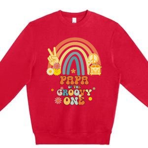 Papa of the Groovy One Rainbow Boho Birthday Party Premium Crewneck Sweatshirt