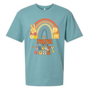 Papa of the Groovy One Rainbow Boho Birthday Party Sueded Cloud Jersey T-Shirt