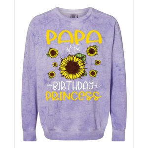 Papa Of The Birthday Princess Sunflower Family Colorblast Crewneck Sweatshirt