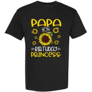 Papa Of The Birthday Princess Sunflower Family Garment-Dyed Heavyweight T-Shirt