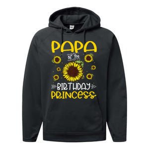 Papa Of The Birthday Princess Sunflower Family Performance Fleece Hoodie