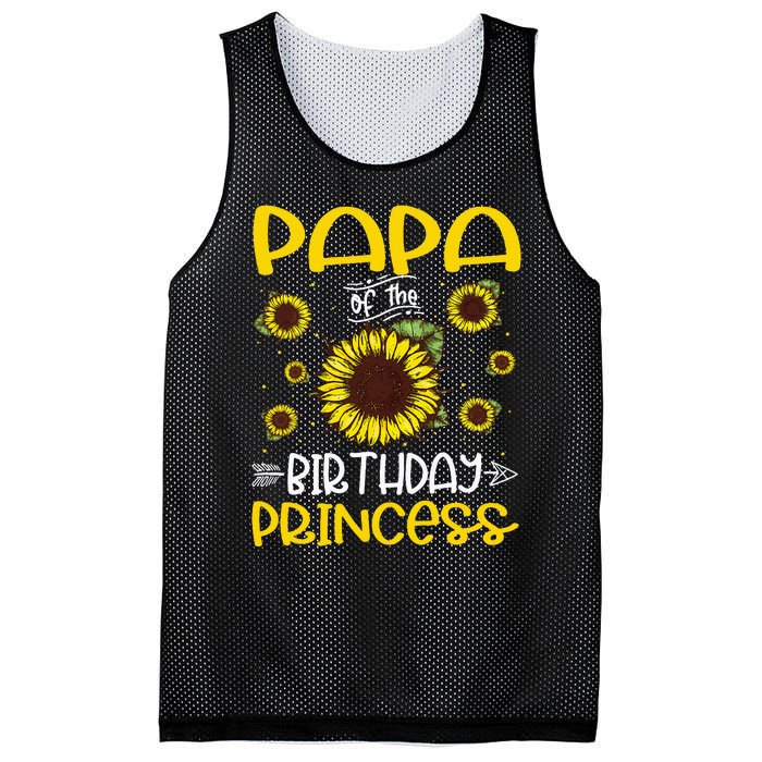 Papa Of The Birthday Princess Sunflower Family Mesh Reversible Basketball Jersey Tank