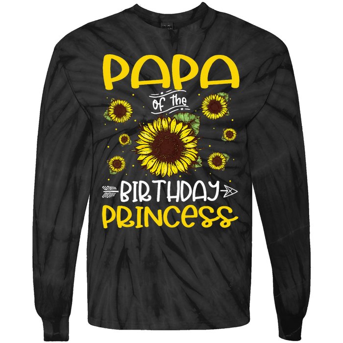 Papa Of The Birthday Princess Sunflower Family Tie-Dye Long Sleeve Shirt