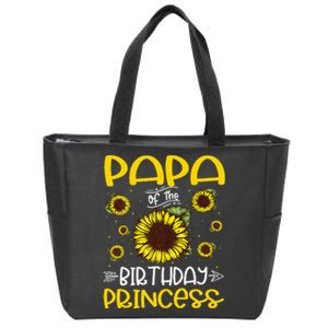 Papa Of The Birthday Princess Sunflower Family Zip Tote Bag