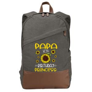 Papa Of The Birthday Princess Sunflower Family Cotton Canvas Backpack