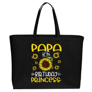 Papa Of The Birthday Princess Sunflower Family Cotton Canvas Jumbo Tote