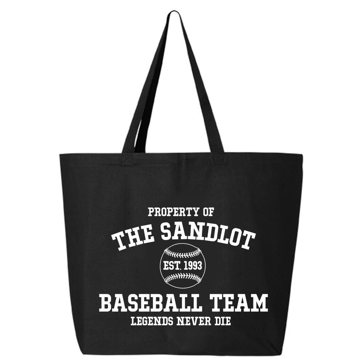 Property Of The Sandlot Est 1993 Baseball Team Legends Never Die 25L Jumbo Tote