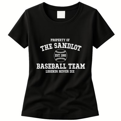 Property Of The Sandlot Est 1993 Baseball Team Legends Never Die Womens T-Shirt
