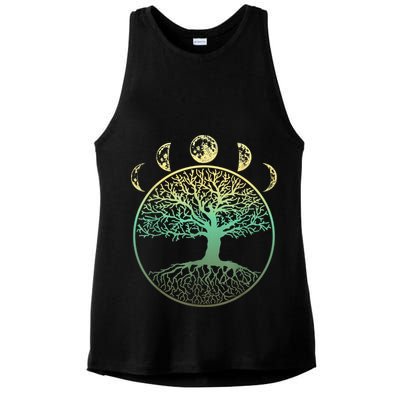 Phases Of The Moon Funny Tree Of Life Cottagecore Ladies PosiCharge Tri-Blend Wicking Tank