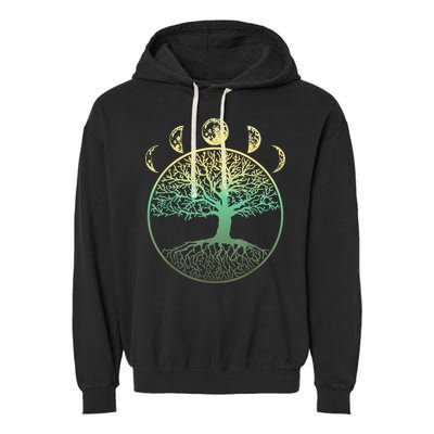 Phases Of The Moon Funny Tree Of Life Cottagecore Garment-Dyed Fleece Hoodie