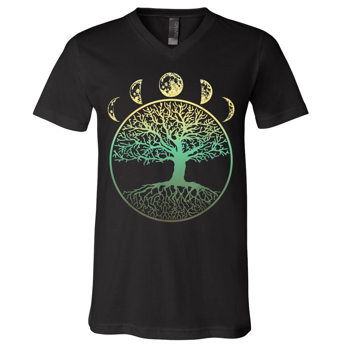 Phases Of The Moon Funny Tree Of Life Cottagecore V-Neck T-Shirt