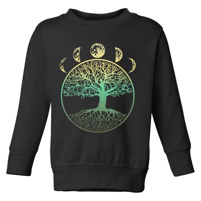 Phases Of The Moon Funny Tree Of Life Cottagecore Toddler Sweatshirt