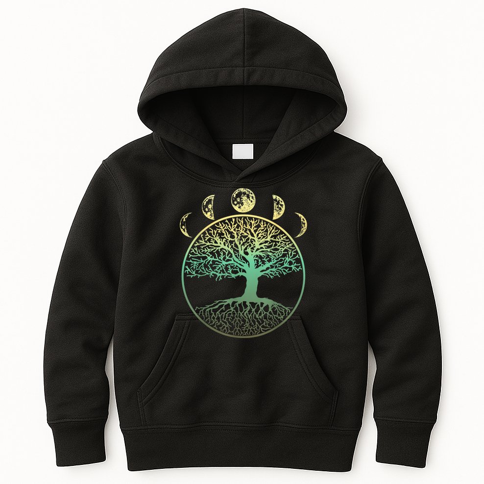 Phases Of The Moon Funny Tree Of Life Cottagecore Kids Hoodie