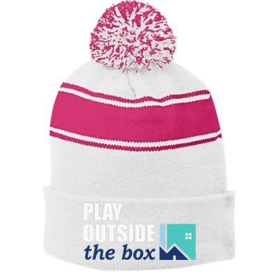 Play Outside The Box Stripe Pom Pom Beanie