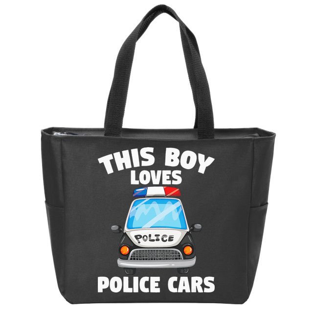 Police Officer This Boy Loves Police Cars Zip Tote Bag