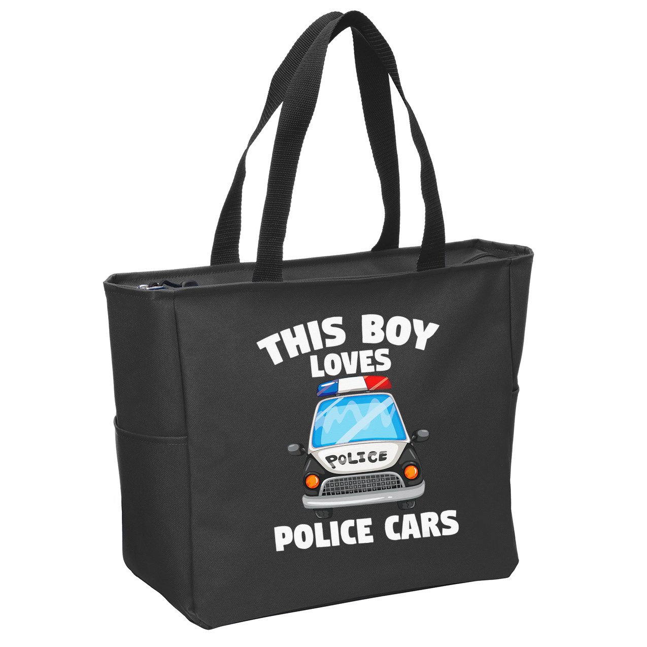 Police Officer This Boy Loves Police Cars Zip Tote Bag