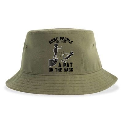 Pat On The Back Funny Adult Sarcastic Design Sustainable Bucket Hat