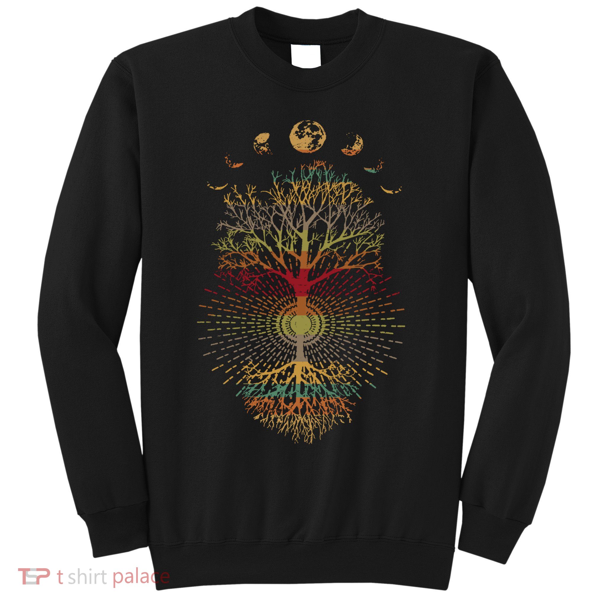 Phases of the Moon Retro 60's 70's Vibe Tree of Life Sweatshirt