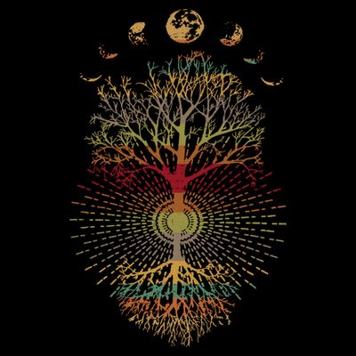 Phases of the Moon Retro 60's 70's Vibe Tree of Life T-Shirt