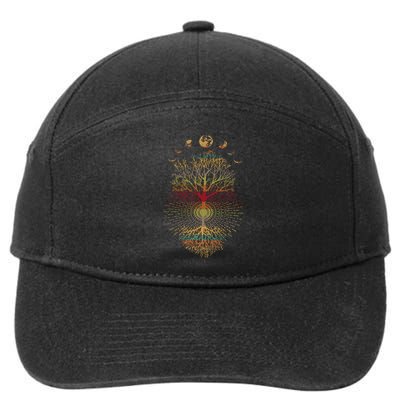 Phases of the Moon Retro 60's 70's Vibe Tree of Life 7-Panel Snapback Hat