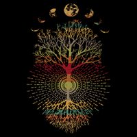 Phases of the Moon Retro 60's 70's Vibe Tree of Life 7-Panel Snapback Hat