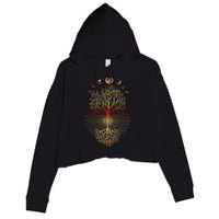Phases of the Moon Retro 60's 70's Vibe Tree of Life Crop Fleece Hoodie