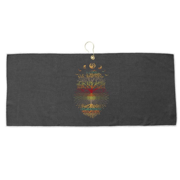 Phases of the Moon Retro 60's 70's Vibe Tree of Life Large Microfiber Waffle Golf Towel