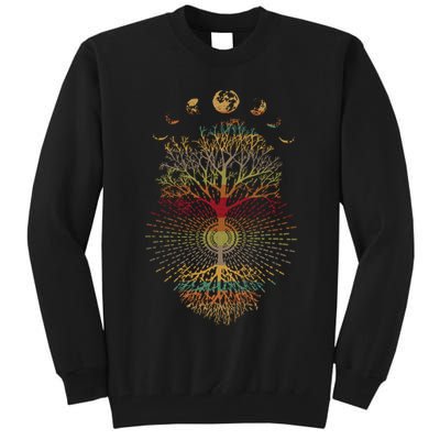 Phases of the Moon Retro 60's 70's Vibe Tree of Life Tall Sweatshirt