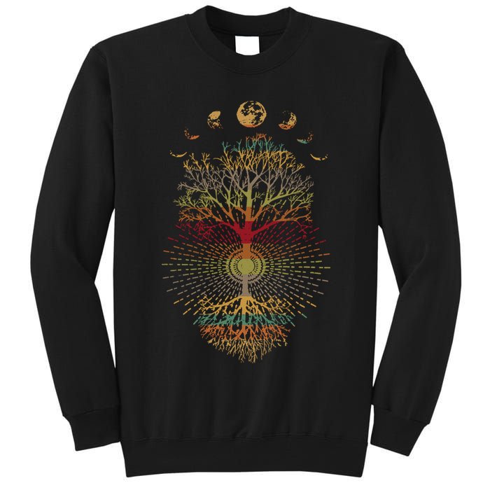 Phases of the Moon Retro 60's 70's Vibe Tree of Life Tall Sweatshirt