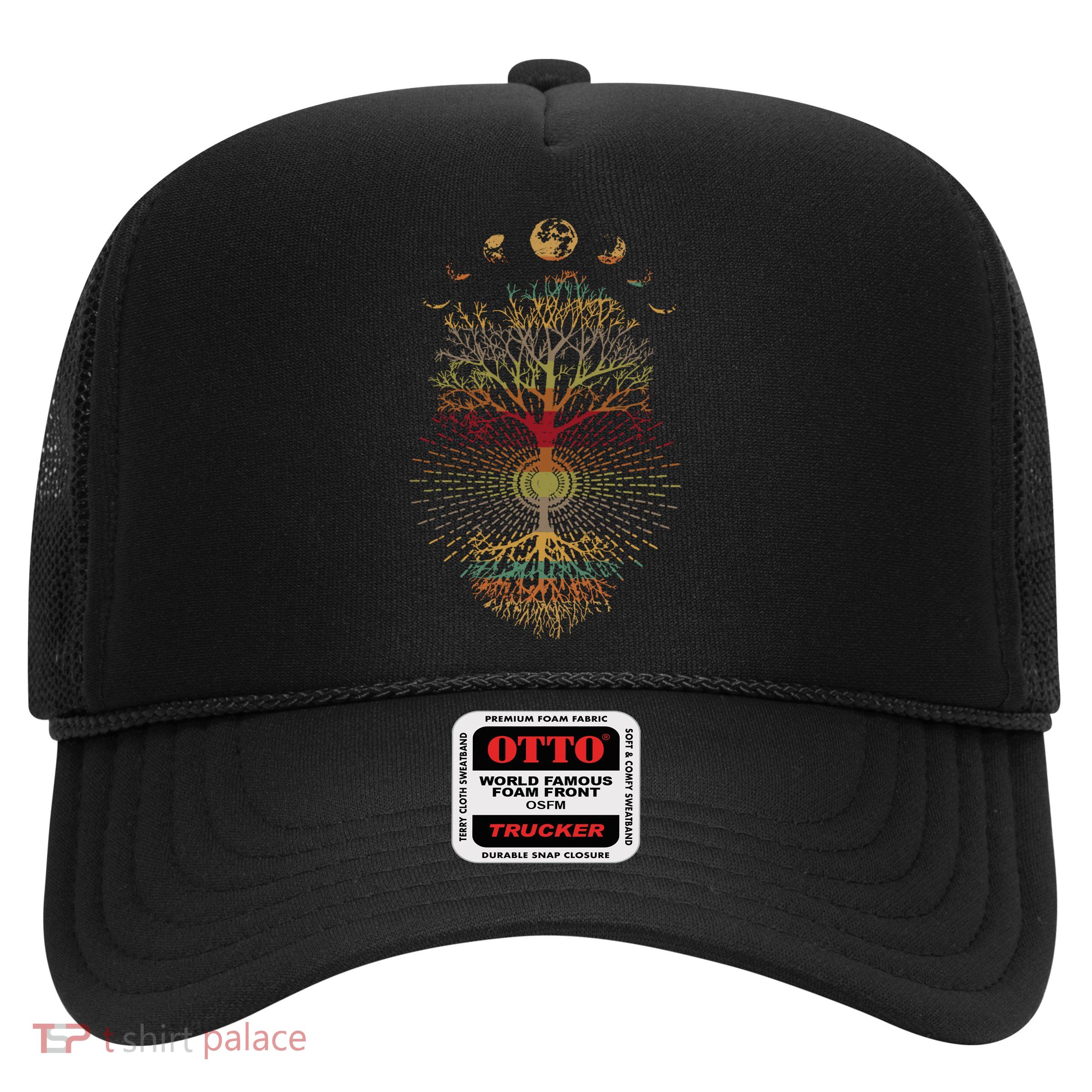 Phases of the Moon Retro 60's 70's Vibe Tree of Life Trucker Hat