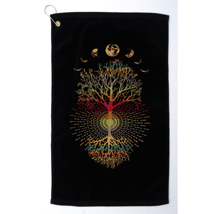 Phases of the Moon Retro 60's 70's Vibe Tree of Life Golf Towel
