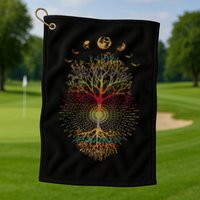Phases of the Moon Retro 60's 70's Vibe Tree of Life Golf Towel