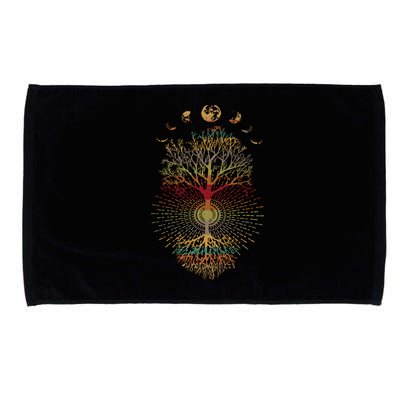 Phases of the Moon Retro 60's 70's Vibe Tree of Life Microfiber Hand Towel